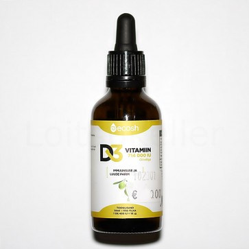 D3 VITAMIIN oliivõliga 50ml 1 tilk 400 IU - perele